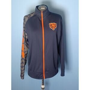 Chicago Bears Zip Up Thermal Base Jacket Graphic Sleeve Blue,Orange,Gray Large